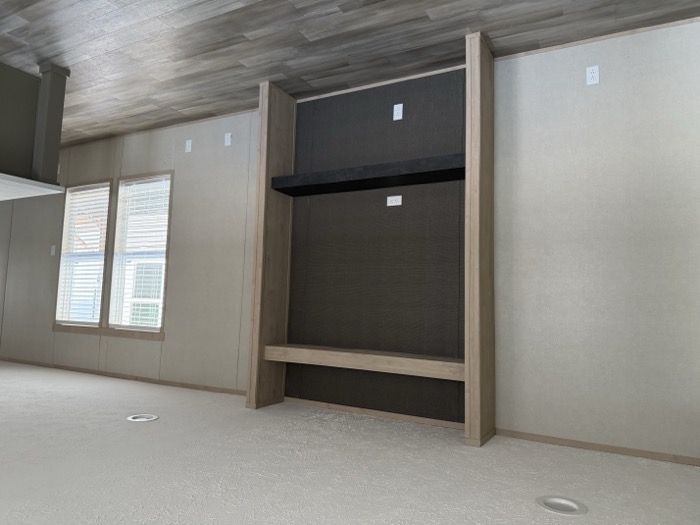 Living room with built-in entertainment center